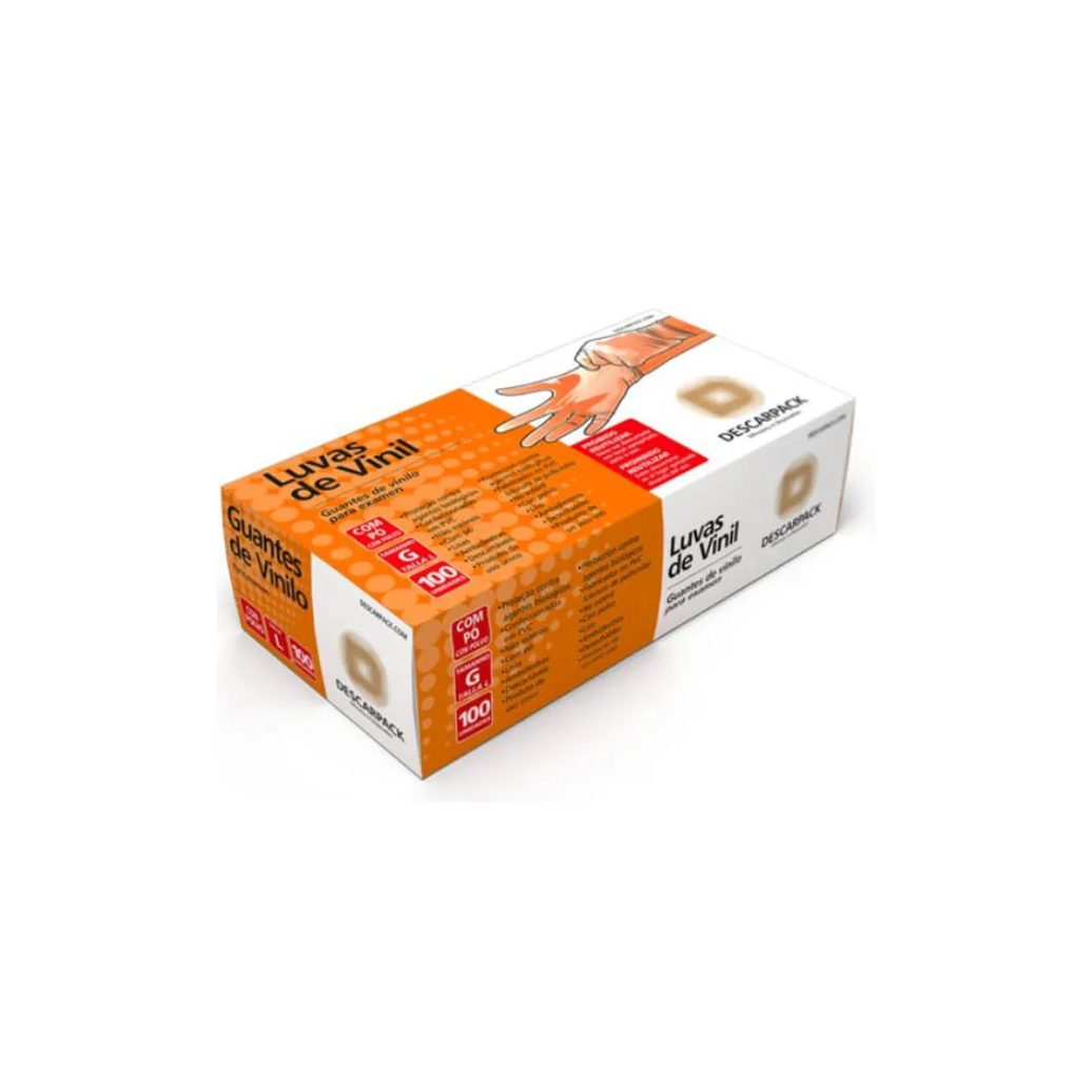 Luva Descarpack Vinil G Com 100 Unidades
