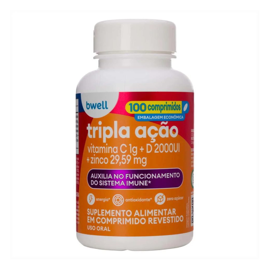 Vitamina C bwell Tripla Ação 100 comprimidos