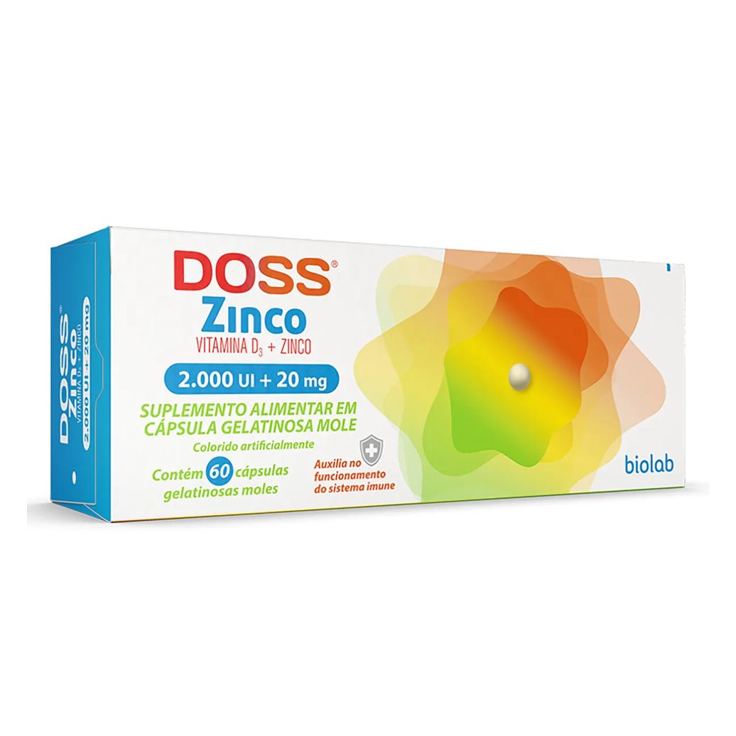 Vitamina D 2.000UI + Zinco 20mg Doss Zinco 60 cápsulas