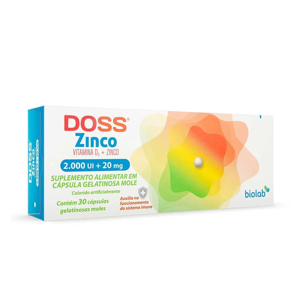 Vitamina D3 2.000UI + Zinco 20mg Doss Zinco 30 cápsulas