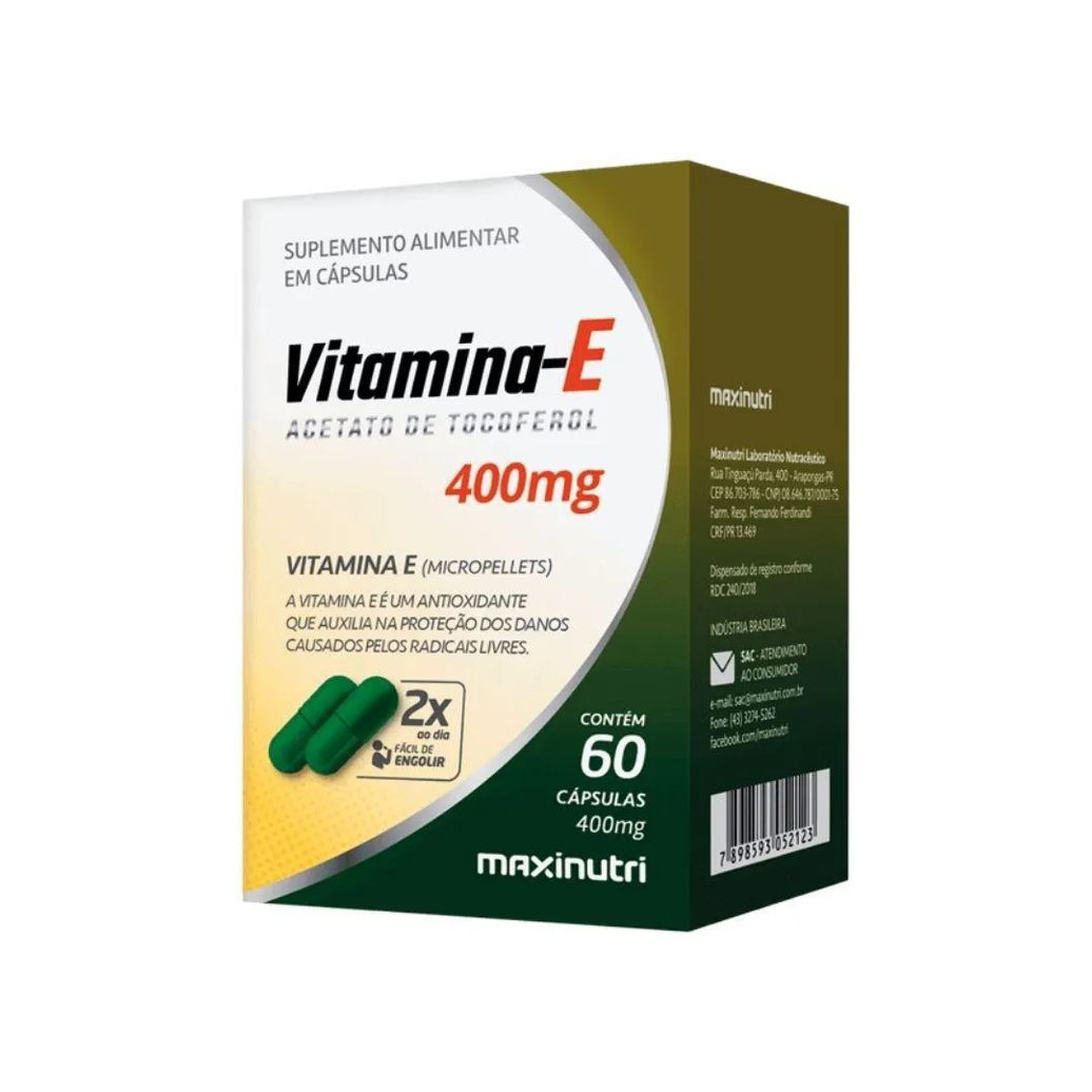 Vitamina e 400mg 60 Cápsulas Maxinutri