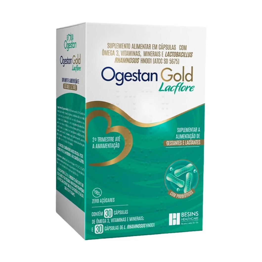 Suplemento Alimentar Ogestan Gold 30 Capsulas + Lacflore 30 Capsulas