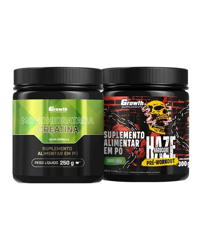 Kit Creatina Monohidratada 250g e Pré-Treino Haze 300g