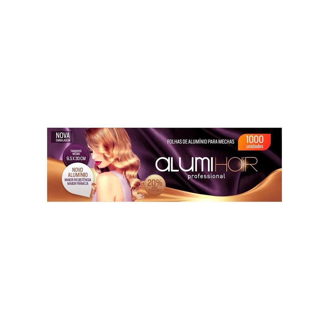 PAPEL ALUMíNIO PARA MECHAS ALUMI HAIR 1000 FOLHAS 9,5X30