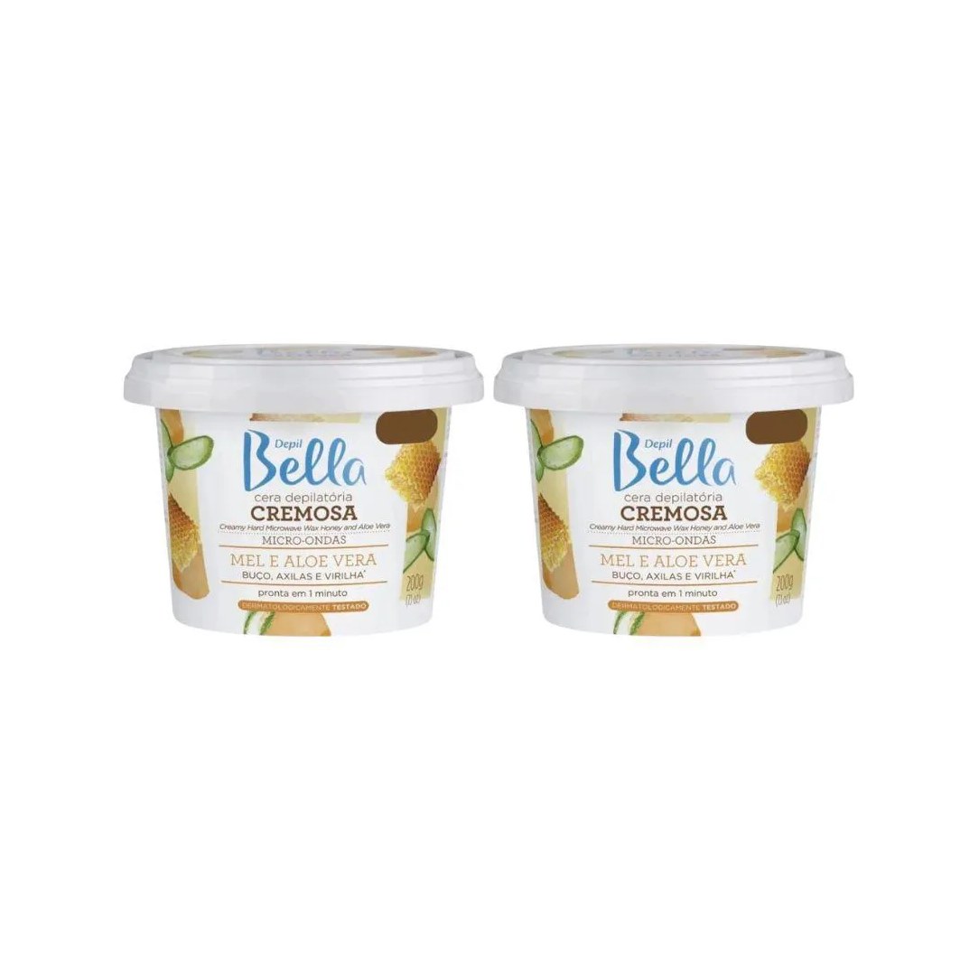 Cera Microondas Mel e Aloe Vera Depil Bella 200g - Kit C/2un