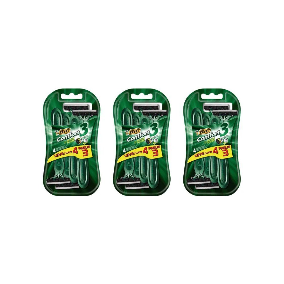 Aparelho de Barbear Bic Comfort 3 L4P3 Pele Sensivel-Kit 3un