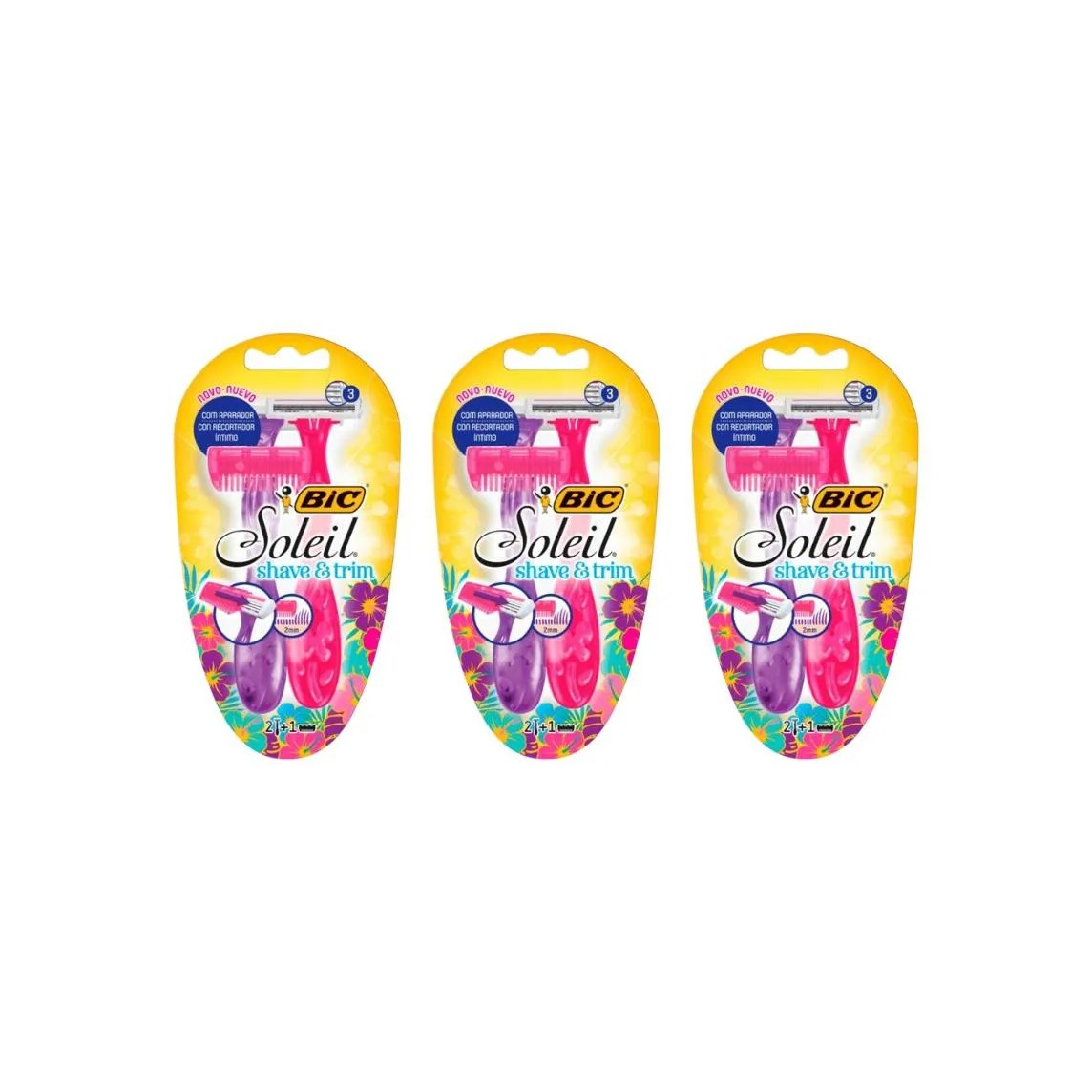 Aparelho de Barbear Bic Soleil Shave Trim Rosa/Roxo C/2- 3un