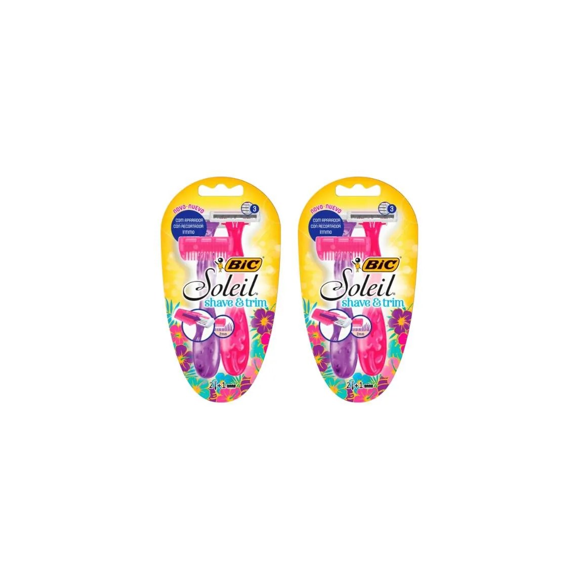 Aparelho de Barbear Bic Soleil Shave Trim Rosa/Roxo C/2- 2un