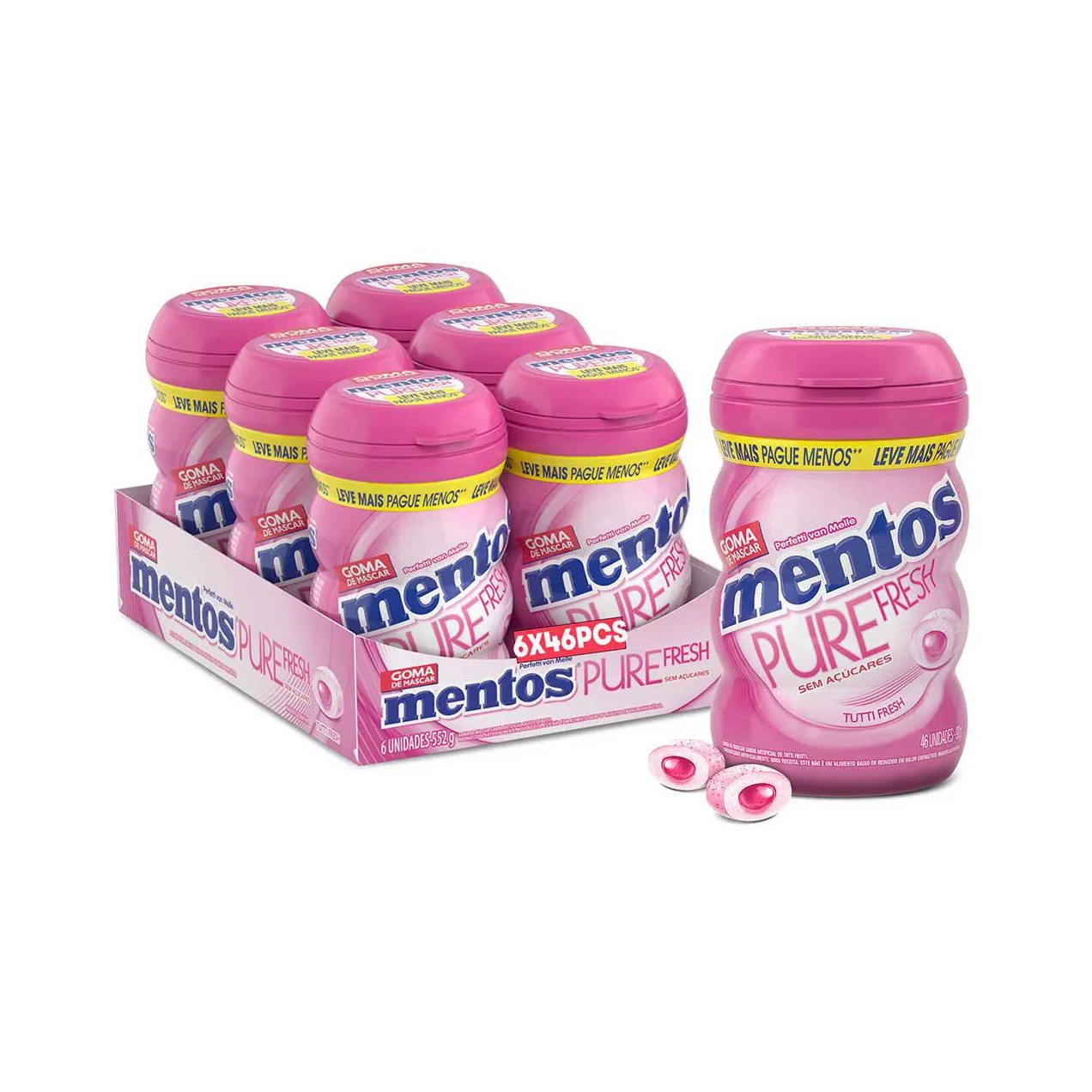Goma de Mascar Mentos Pure Fresh Tutti Fresh 46 unidades