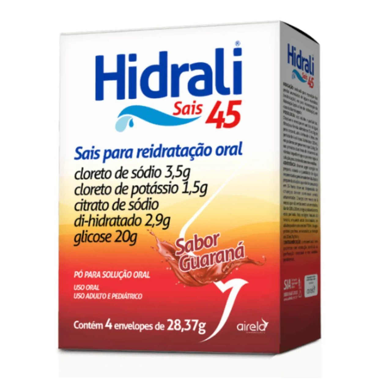 Hidrali Soro para Reidratação Oral Natural Sabor Guarana 4 Env