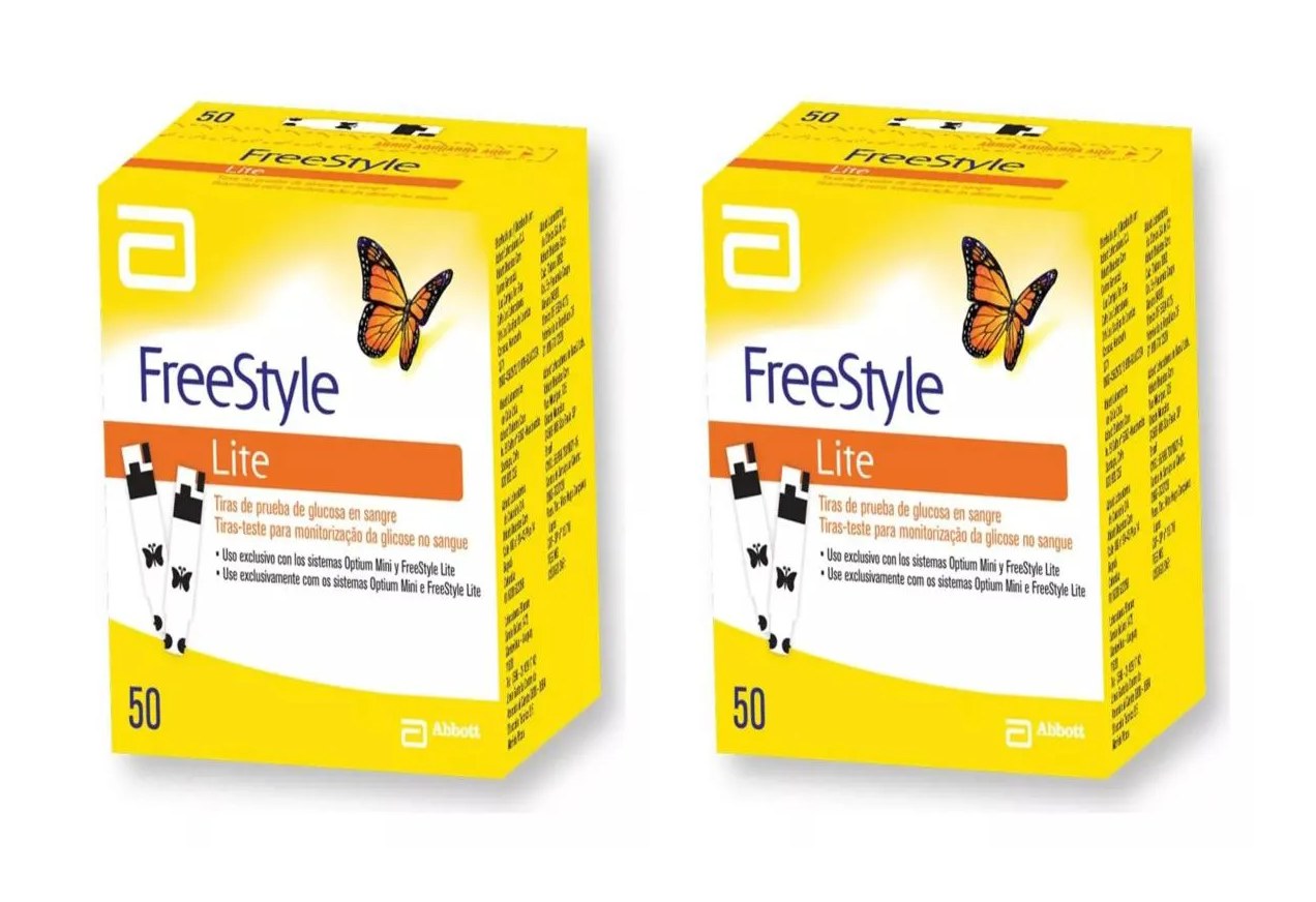 Kit 2 Tiras Glicemia Glicose P/ Diabete Freestyle Lite 50un