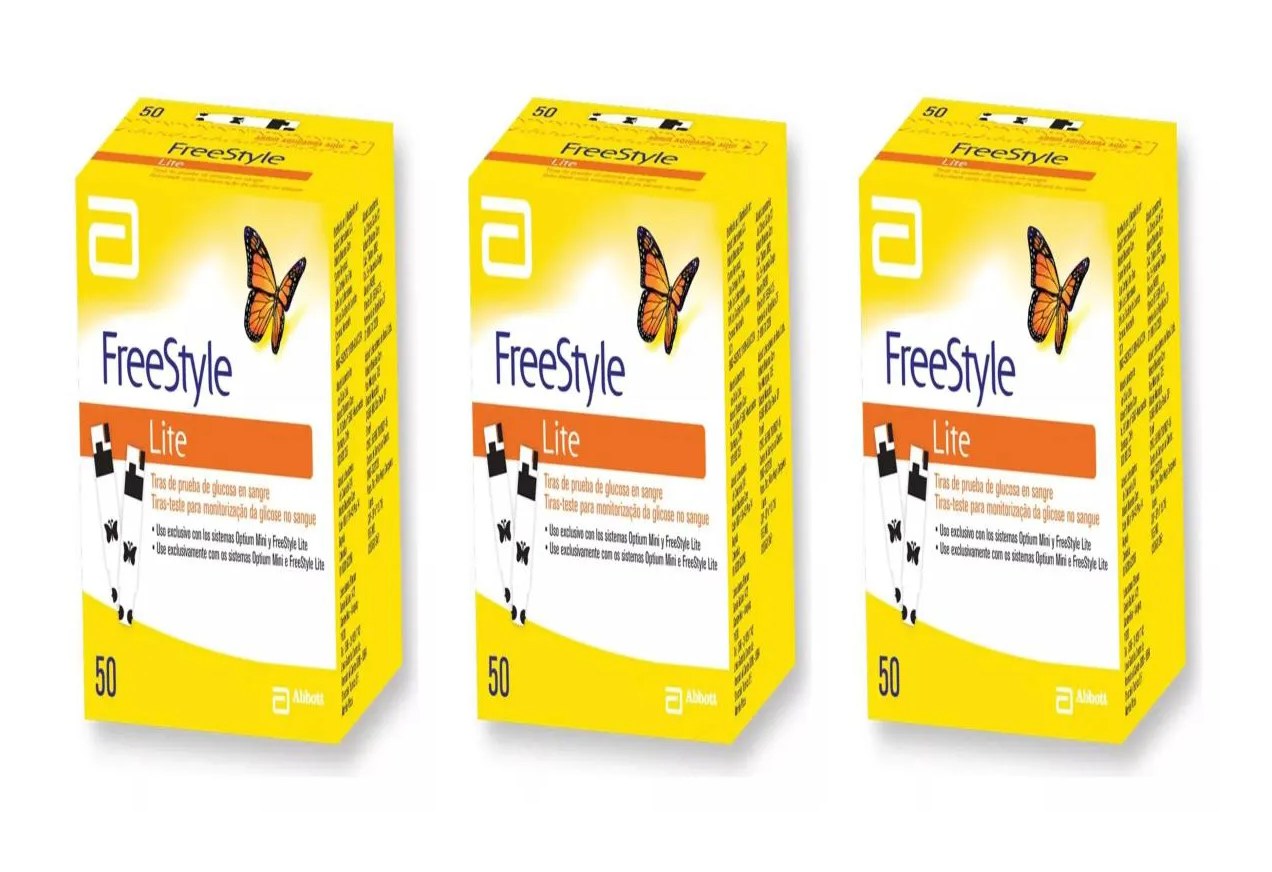 Kit 3 Tiras Glicemia Glicose P/ Diabete Freestyle Lite 50un