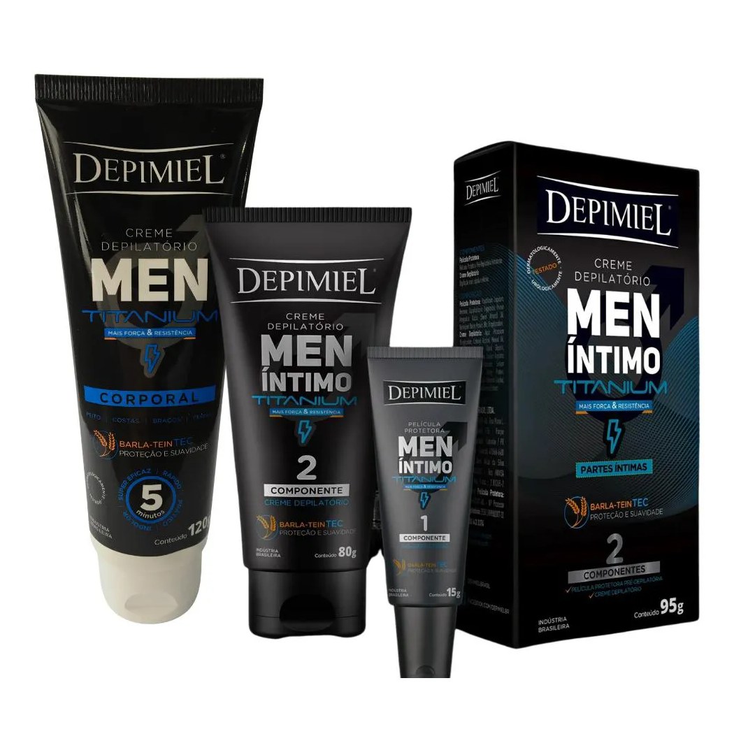 Kit Depilação Depimiel Masculino Men Corpo + Partes Íntimas