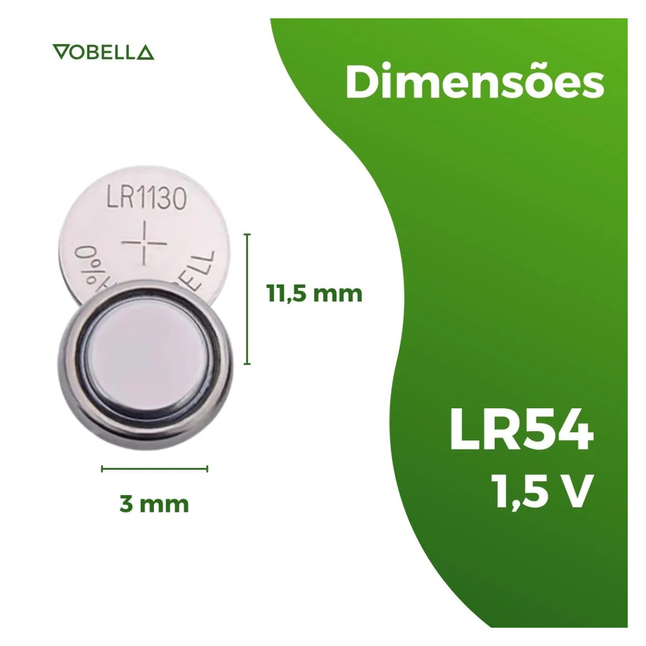 10 Baterias Pilhas Alcalina Lr54 1,5v Blister Cartela Elgin