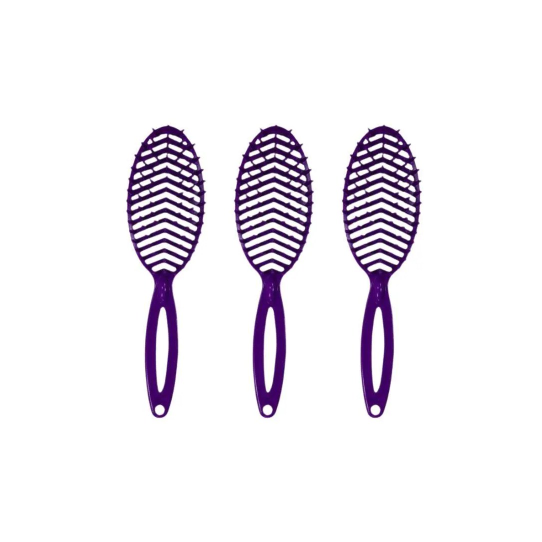 Escova de Cabelo Darma Flex Oval Roxa - Kit C/ 3un