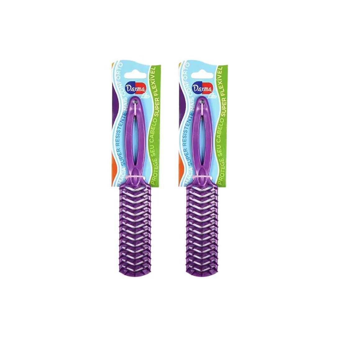 Escova de Cabelo Darma Flex Reta 347 Roxa - Kit C/ 2un