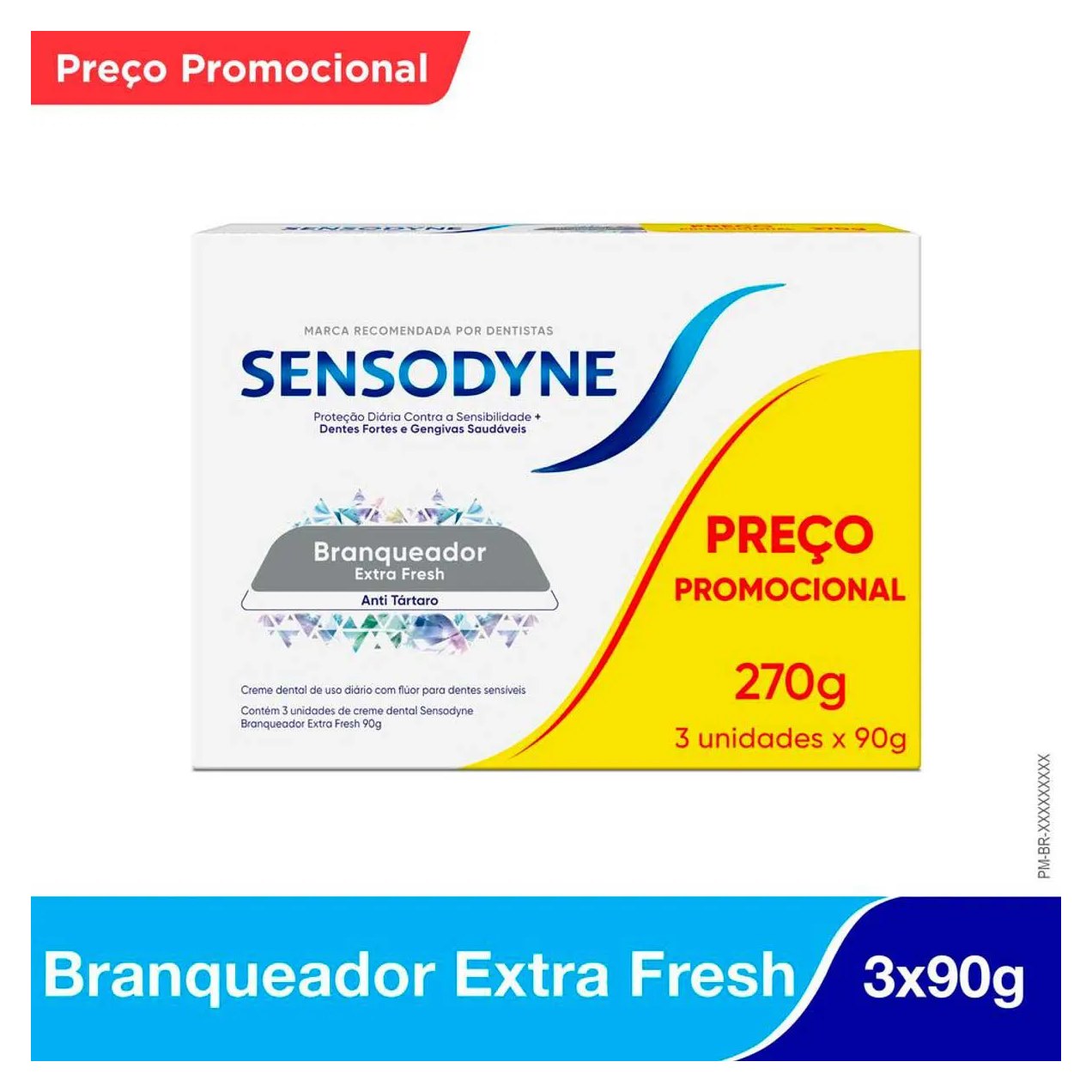 Creme Dental Sensodyne Branqueador Extra Fresh Antitártaro 90g 3 unidades