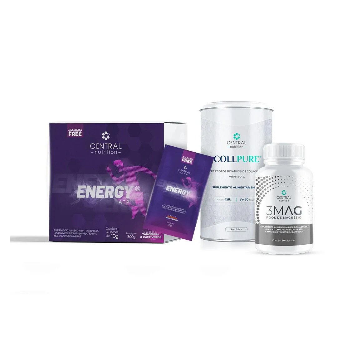 Protocolo Energia e Saúde Muscular (ENERGY ATP® Tangerina +  COLLPURE® Sem Sabor + 3MAG)