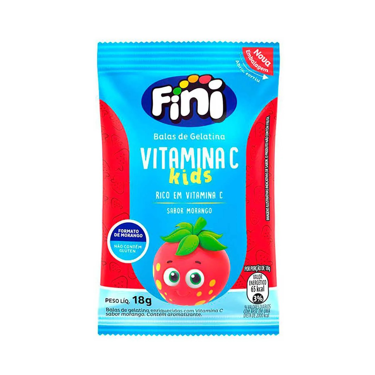Bala de Gelatina Fini Vitamina C kids Morango 18g