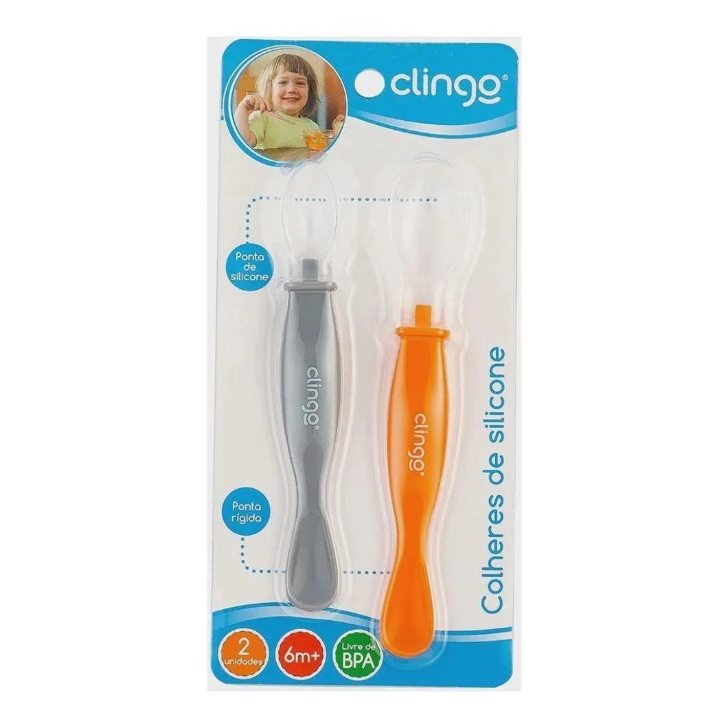 Kit Colheres Silicone Com Ponta Dupla 2 Unidades - Clingo