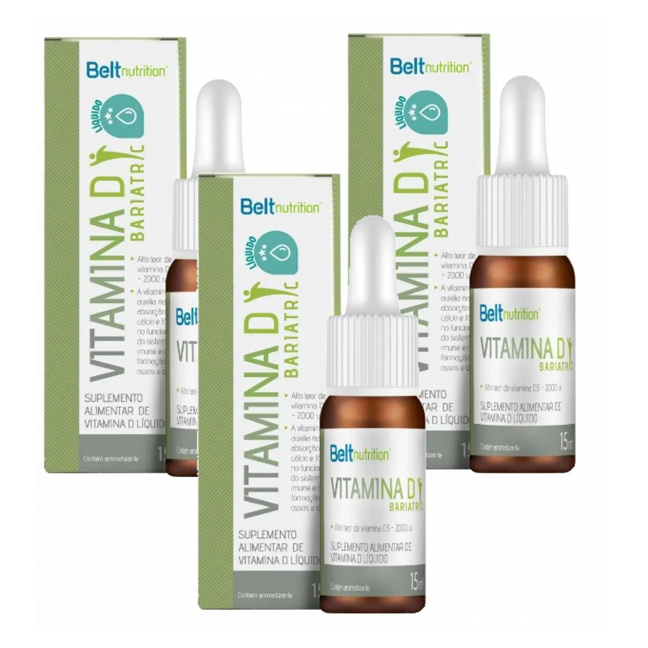 3x Vitamina D3 Belt Bariatric - 15 Ml - 2.000ui Cada 2 Gotas