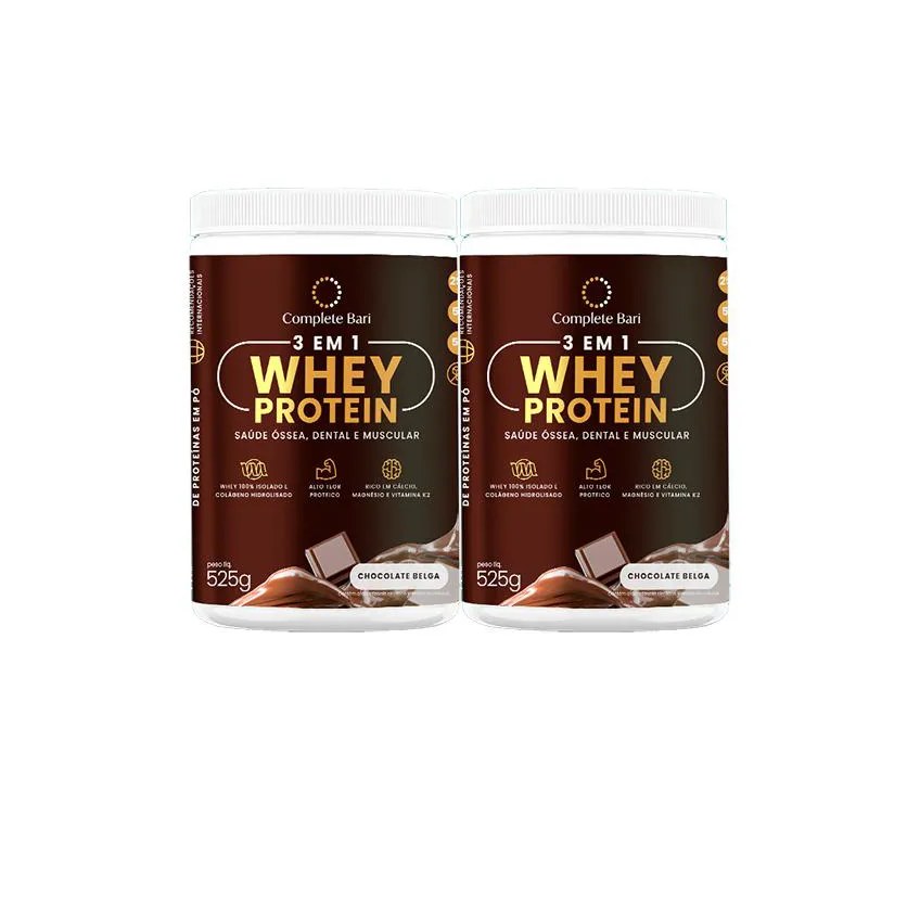 Kit 2 Whey Isolado Chocolate Belga Complete Bari