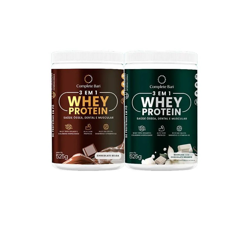 Kit 1 Whey Isolado Chocolate Belga + 1 Whey Isolado Baunilha com Chocolate Complete Bari