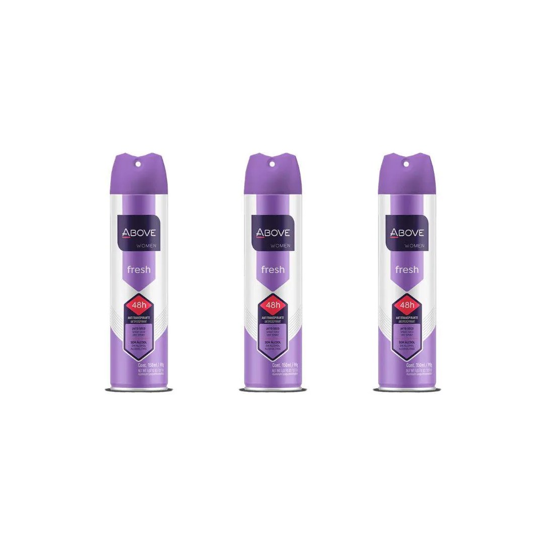 Desodorante Aerossol Above 150 ml Feminino Fresh-Kit C/3un