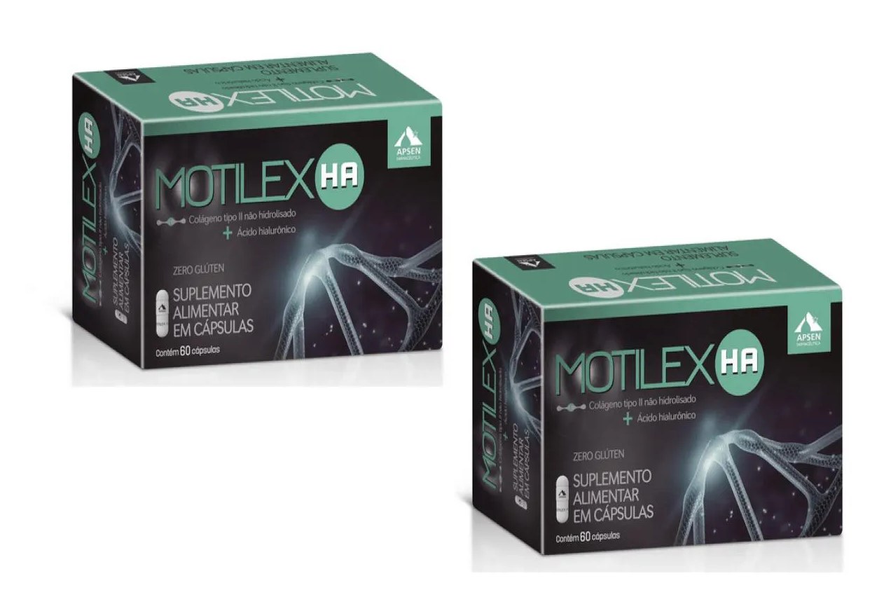 Motilex Ha Kit C/2 Caixas C/60 cápsulas - Colágeno Tipo 2 + Ácido Hialurônico Puro