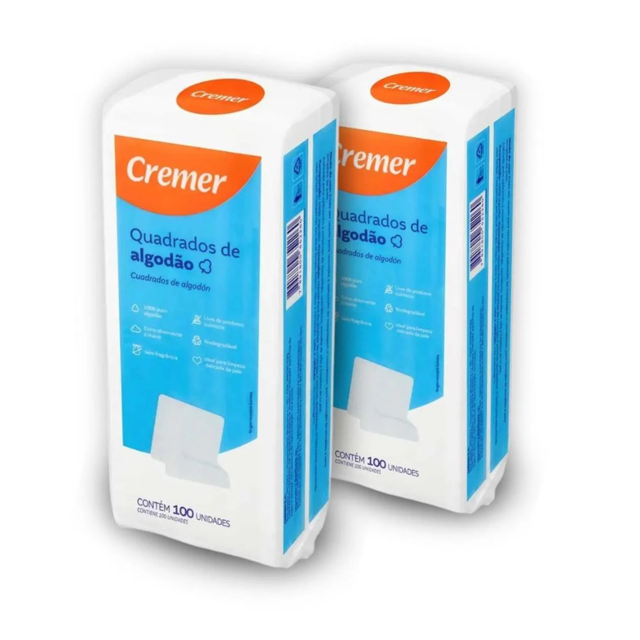 Algodão quadrado bebê Cremer Sem Perfume 200 unidades