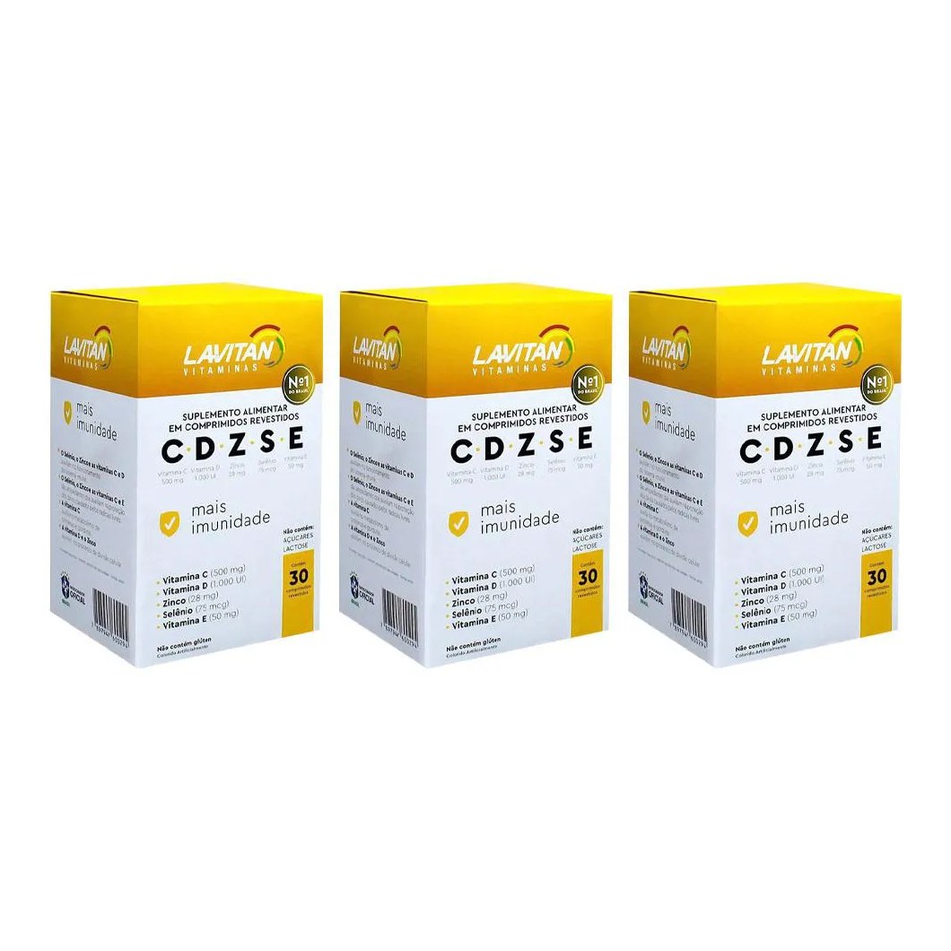 Kit 3 Suplemento Lavitan Cdzse 30 comprimidos - Cimed