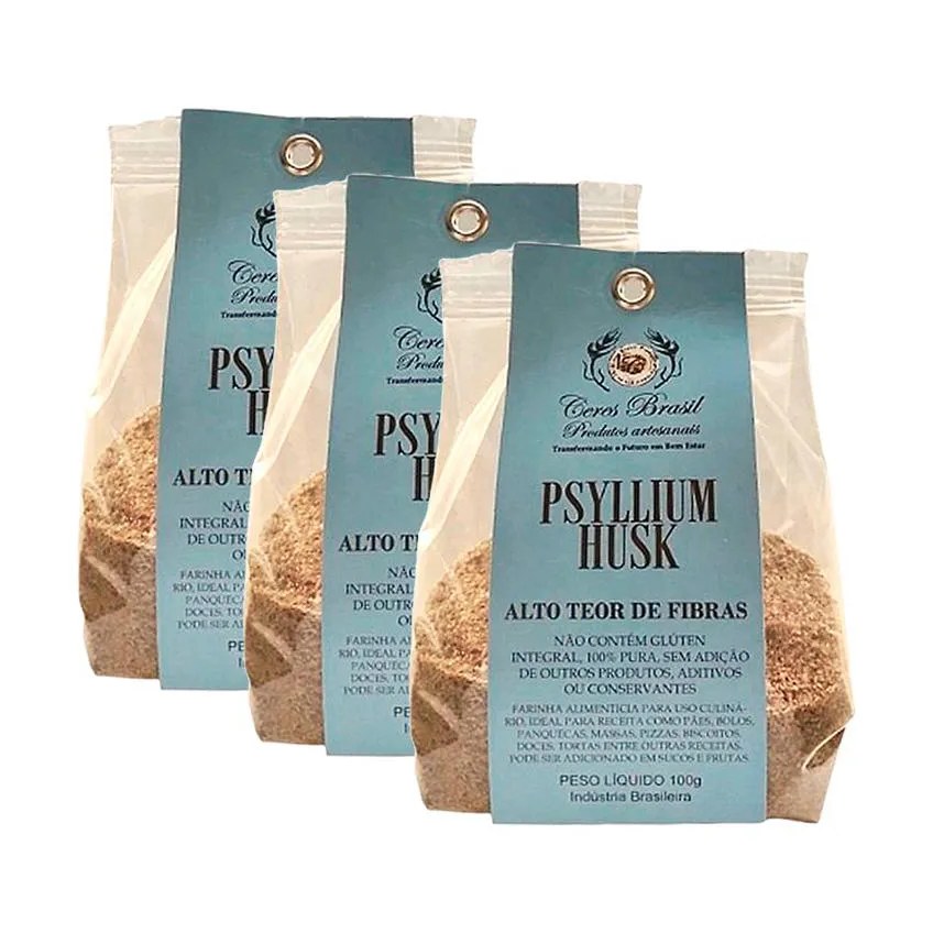 Kit 3x: Psyllium Husk Sem Glúten Ceres 100g