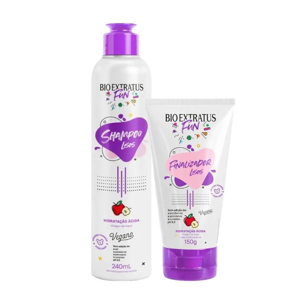 Kit 1 Shampoo 1 Finalizador Fun Liso 240Ml