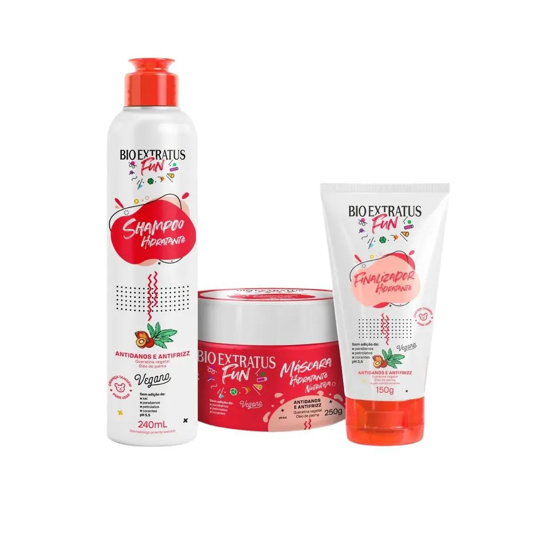 Kit 1 Shampoo 1 Mascara 1 Finalizador Fun Hidratante Bio Extratus