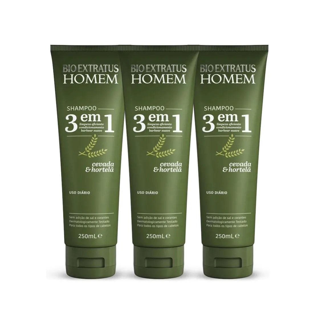 Kit 3 Shampoo 3 em 1 Homem 250Ml