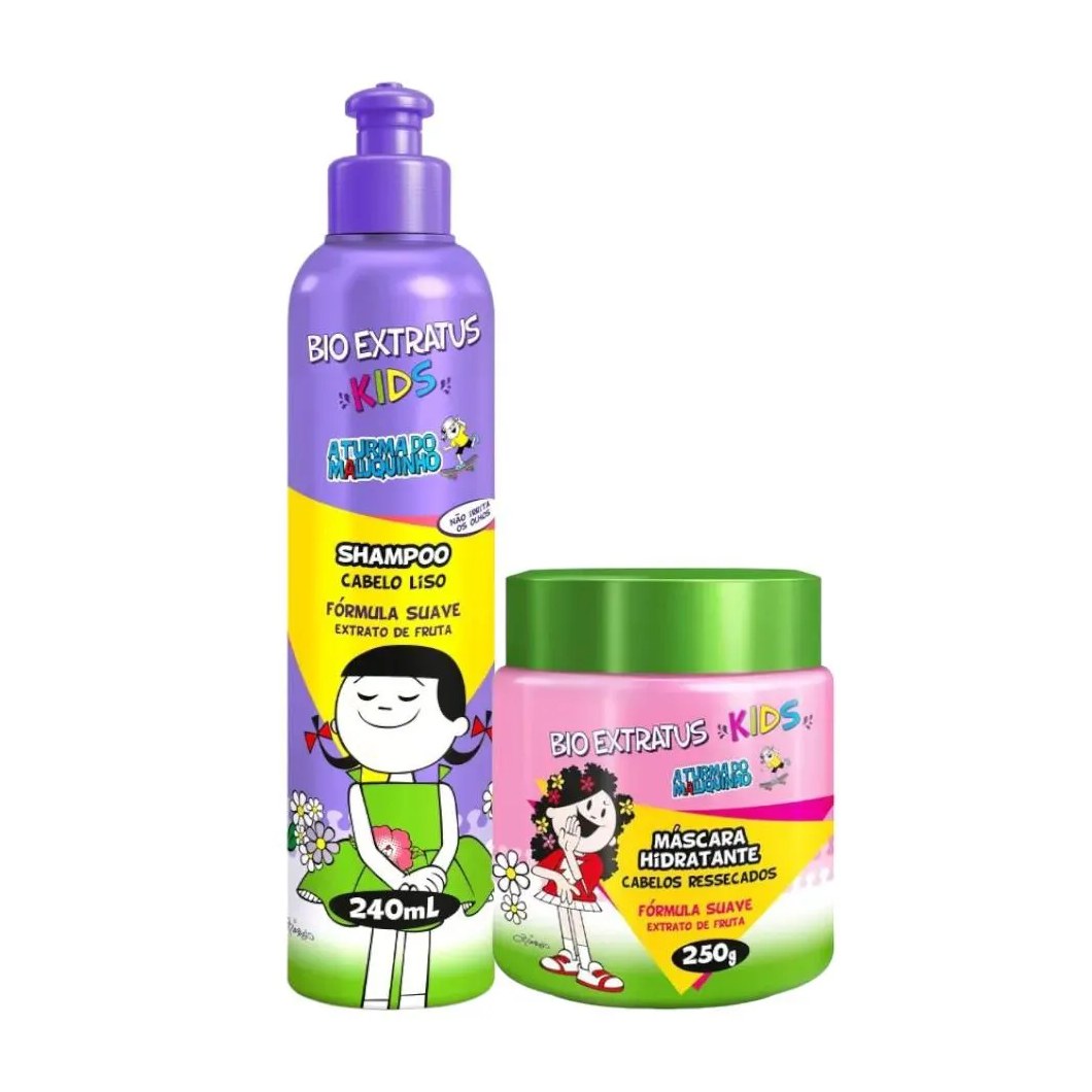 Kit Infantil Cabelo Liso Kids 1 Shampoo 240Ml 1 Máscara 240G