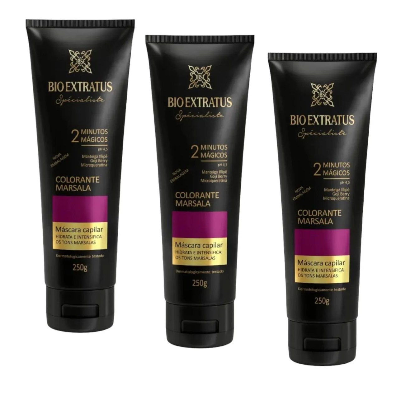 Kit 3 Mascara Colorante Marsala Reaviva A Cor e Trata 250 Gr