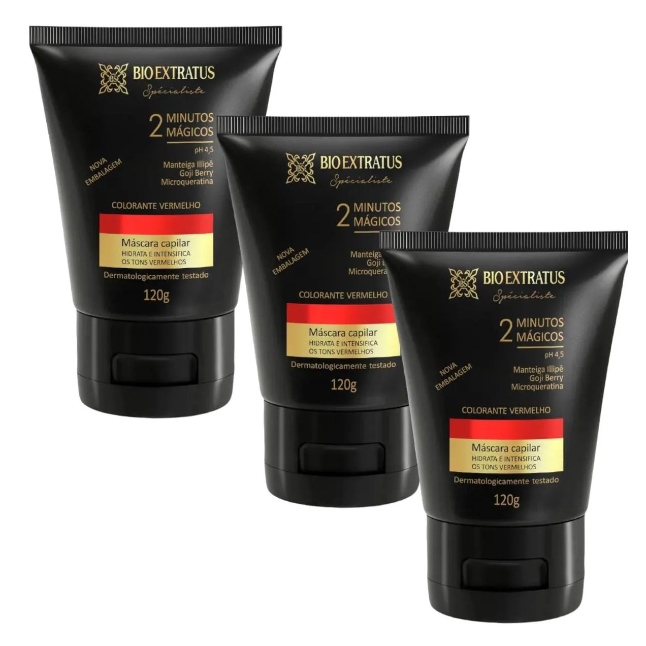 Kit 3 Mascara Colorante Vermelha Reaviva A Cor e Trata 120 Gr
