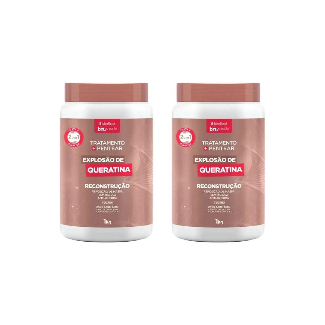 Creme de Trat Beleza Natural 1000g Explosao Queratina - 2un