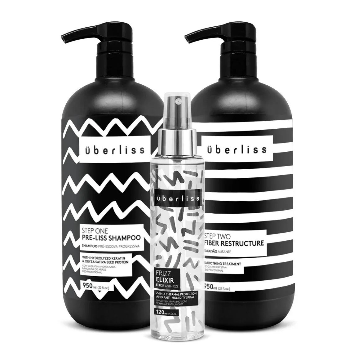Avlon Kit Escova Progressiva sem Formol Uberliss 2 Passos + Protetor Térmico 120ml