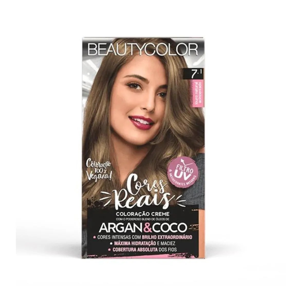 Coloração Kit 7.1 Louro Natural Acinzentado - Beauty Color