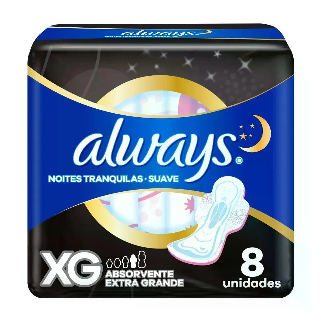 Abs Always Noturno Suave Xg C/ Abas C/ 8 unidades