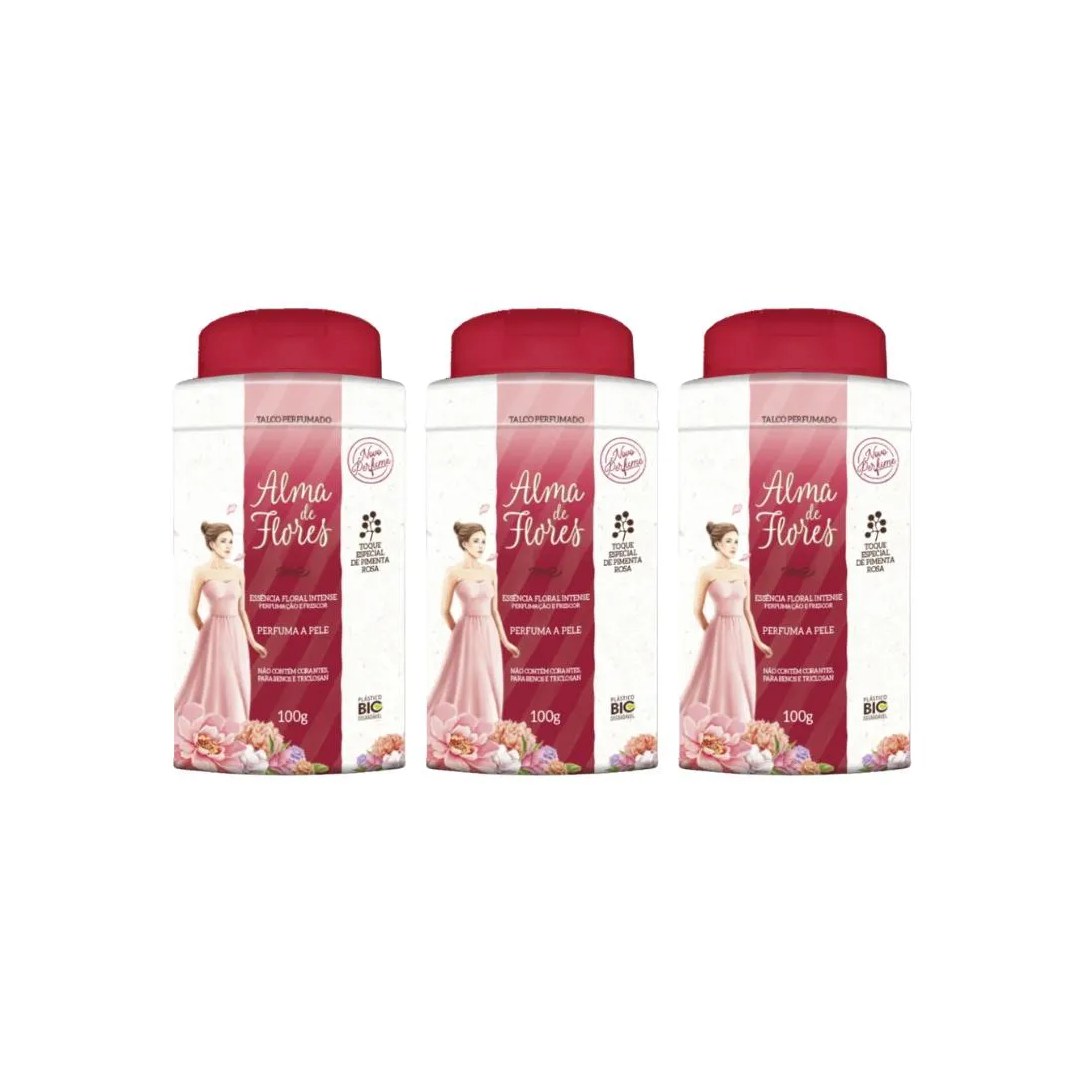 Talco Alma de Flores 100g Floral Intense - Kit C / 3un