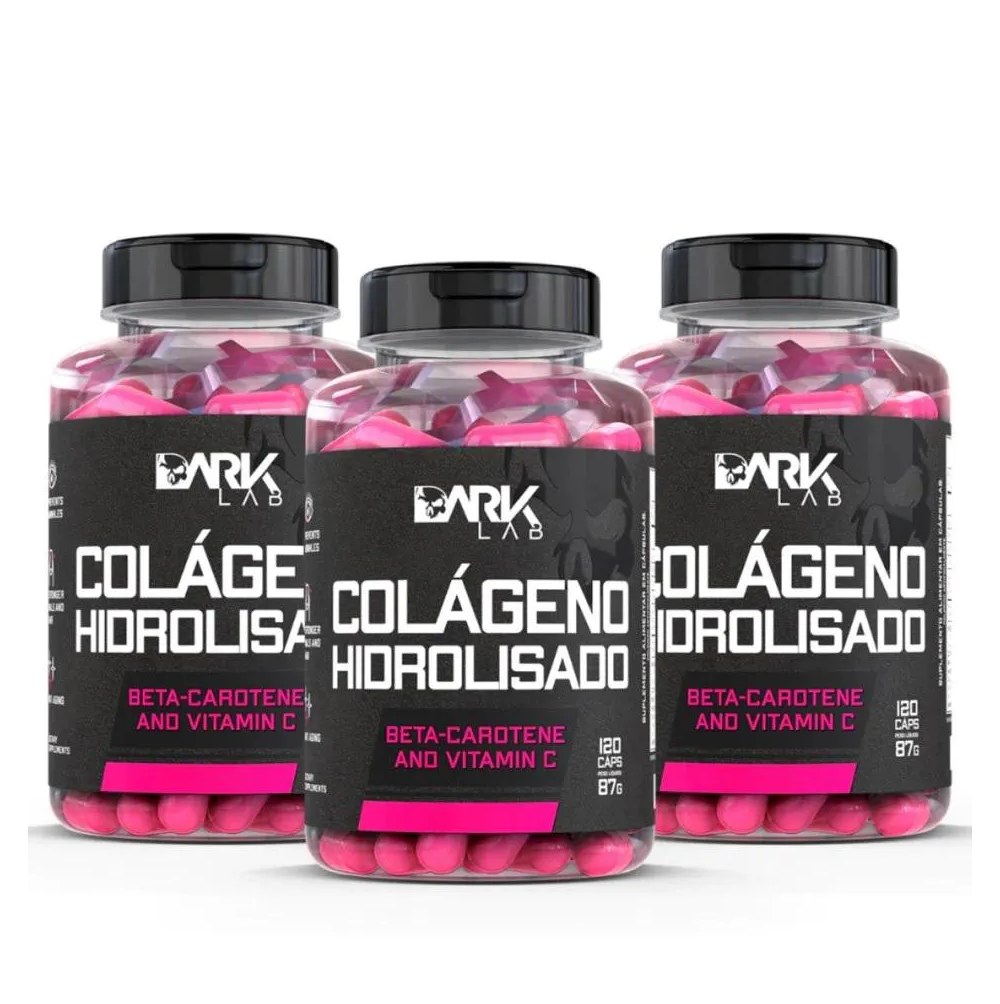 Kit 3x Colágeno Hidrolisado 120 Capsulas Dark Lab Collagen (360 Caps)