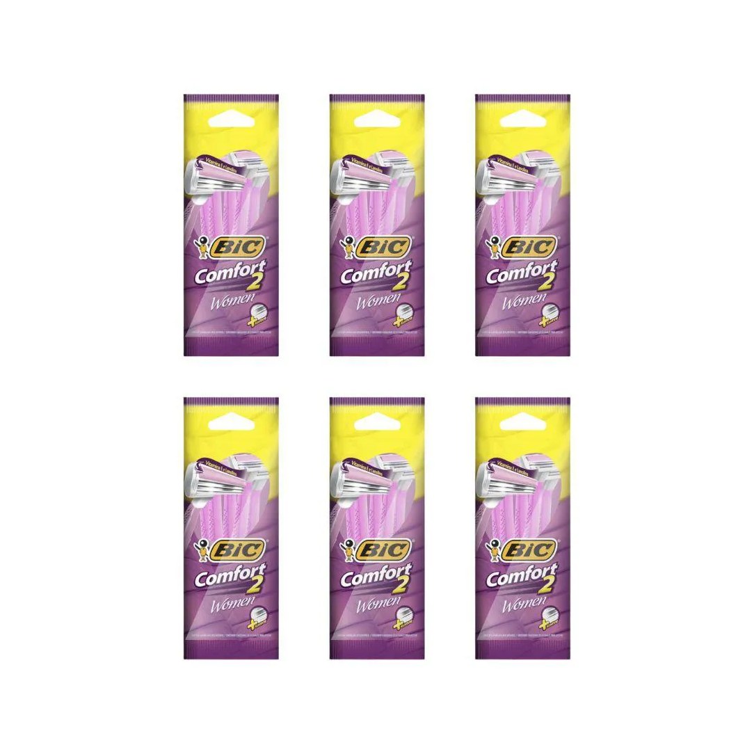 Aparelho de Barbear Bic Comf 2 Twin For Women L5p4 - Kit C / 6un