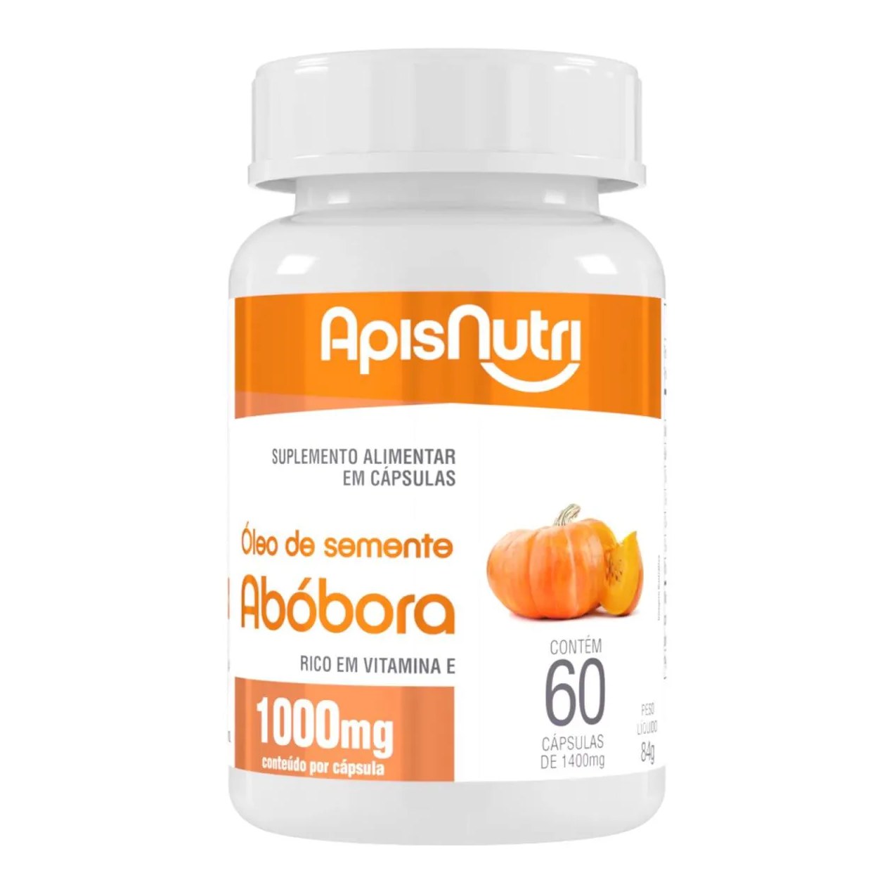 Oleo Semente Abobora Suplemento Alimentar 1000 Mg com 60 Capsulas - Apisnutri