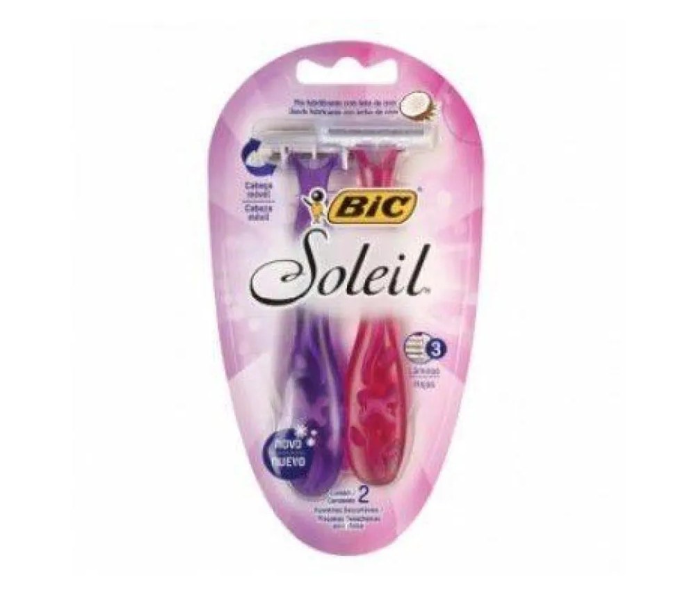 Aparelho Barbear Bic Soleil com 2 unidades Rosa e Roxo
