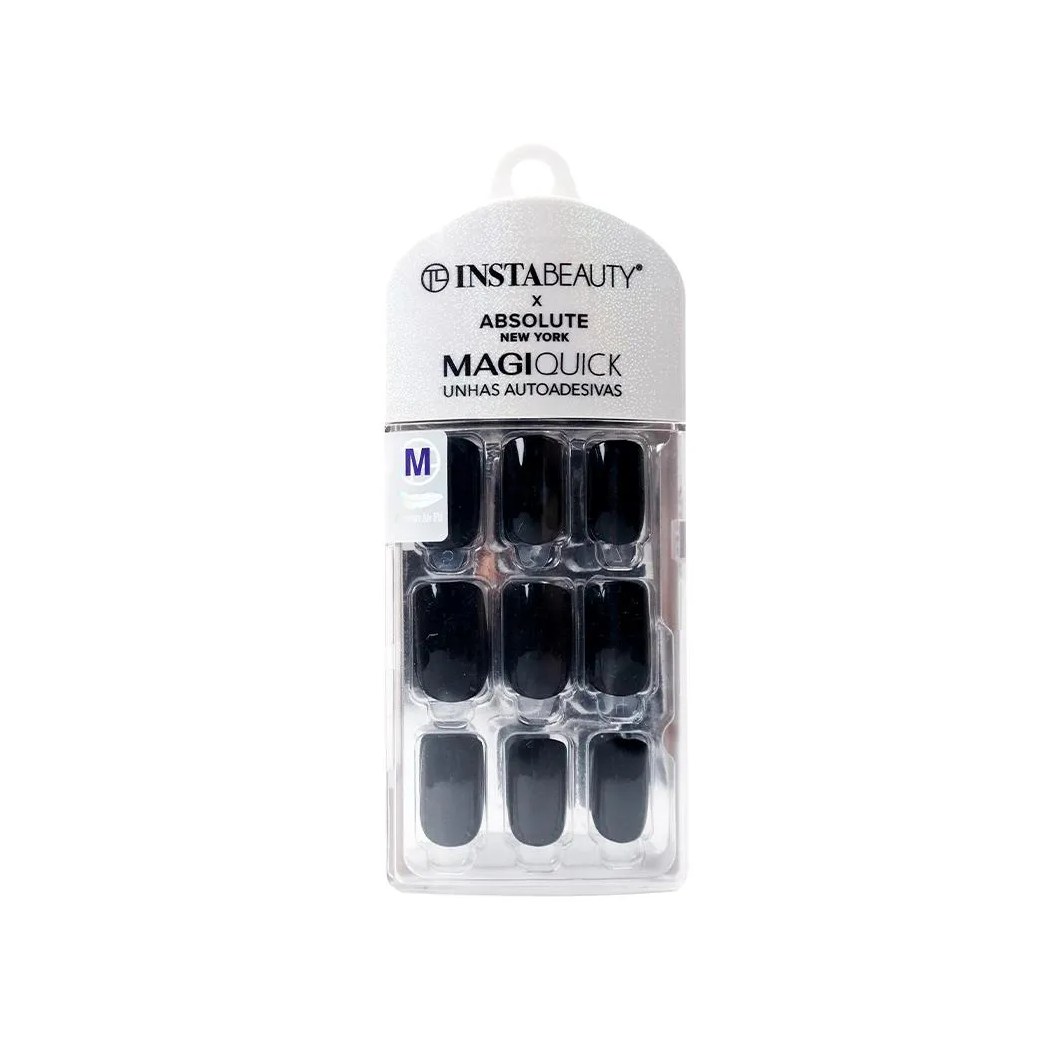 Unhas Autoadesivas Média Magic Black- Absolute New York X Instabeauty