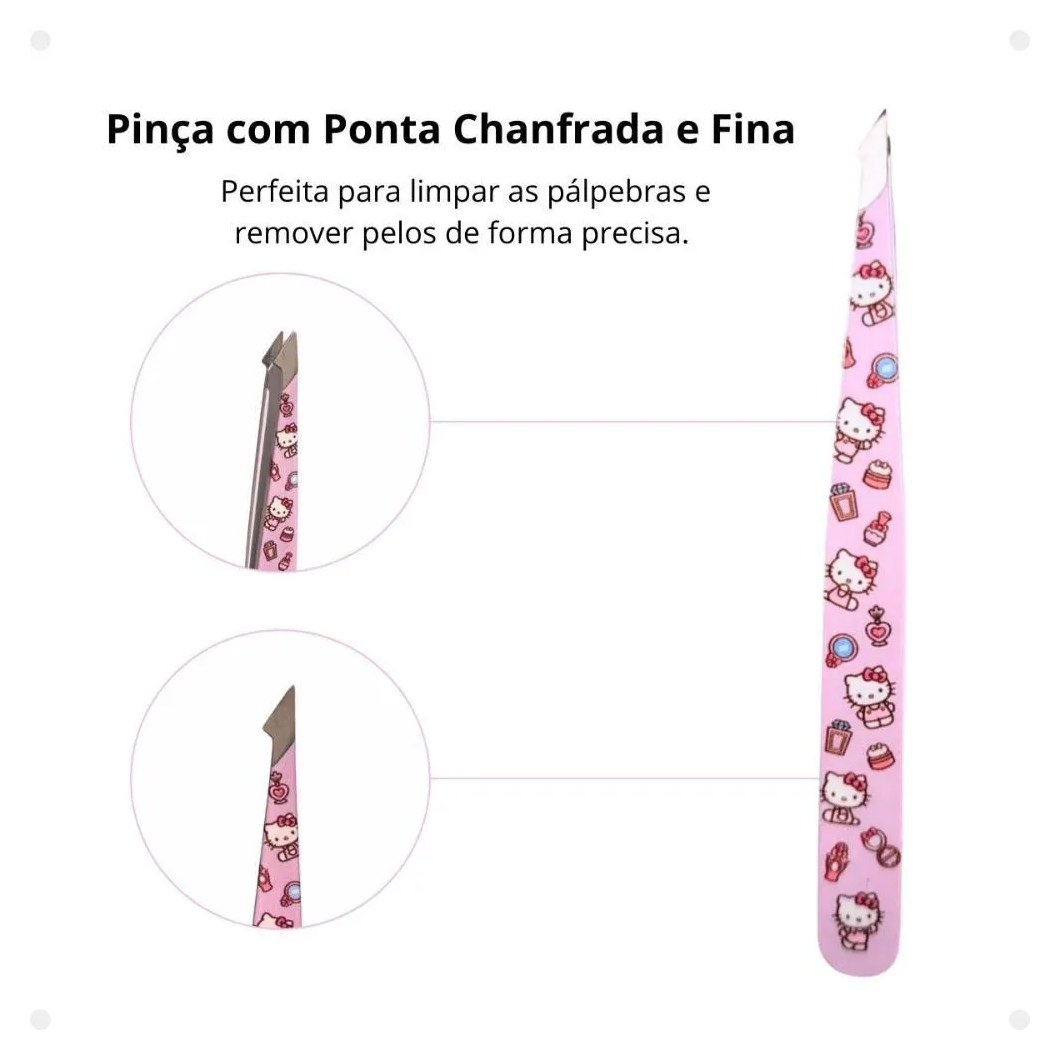 Kit de Pinças Estampadas Hello Kitty By Klass Vough Perfect Pinch Tool com 4 Twhk-10