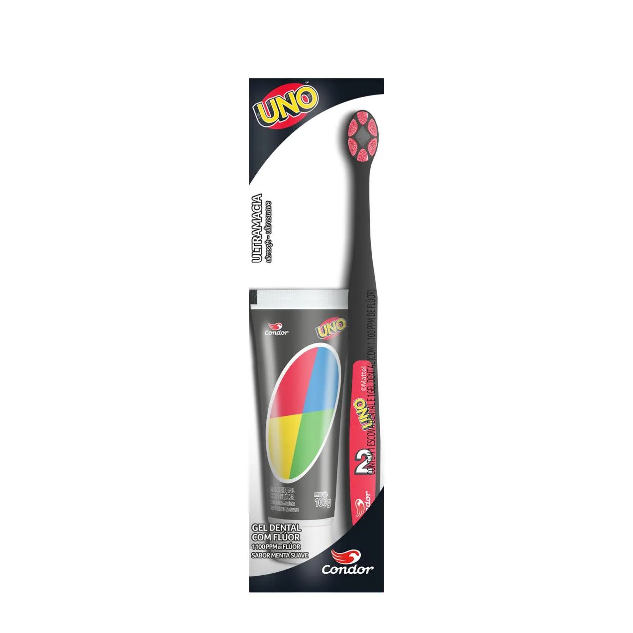 Kit Condor Uno Escova de Dente Ultramacia + Gel Dental com Flúor Menta Suave Adulto 100g
